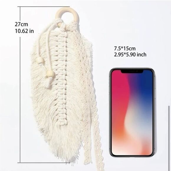 Boho Macrame and Lace Leaf Wall Hanging - Picture 3 of 6